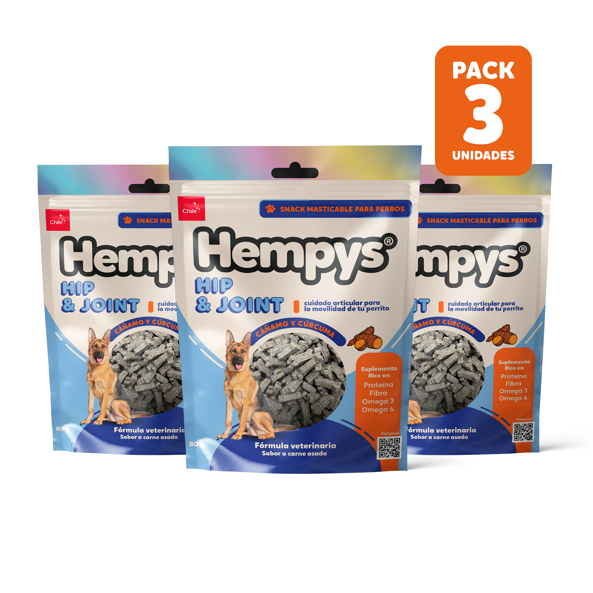 Pack 3 Hempys Hip & Joint - Doypack 80 gr.